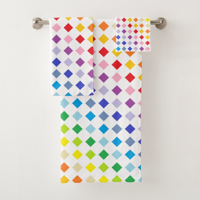 Broader Spectrum Rainbow Diamonds Bath Towel Set (Insitu)