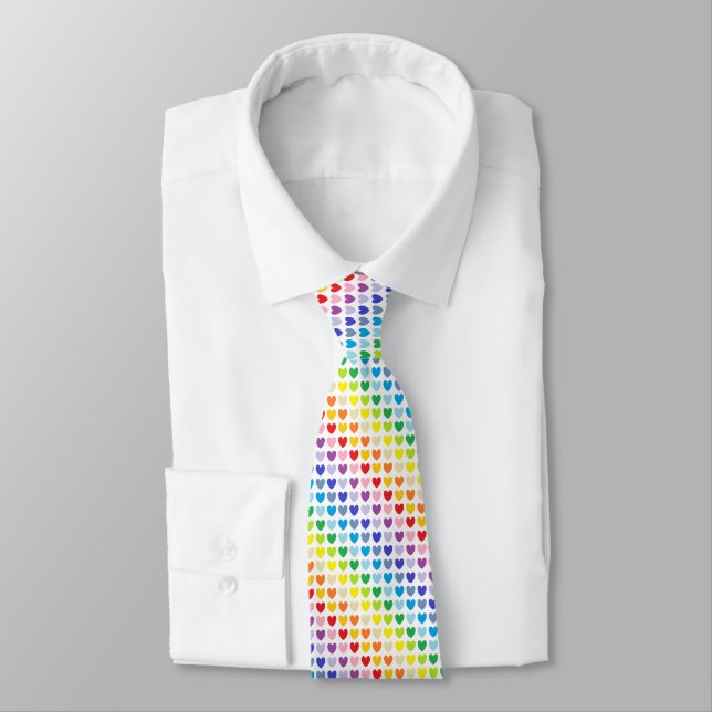 Broader Spectrum Rainbow Hearts Tie (Tied)