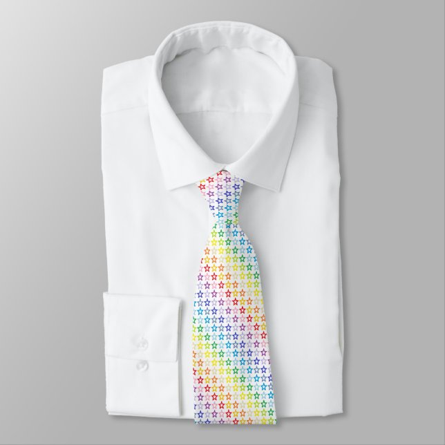 Broader Spectrum Rainbow Outlined Stars Tie (Tied)