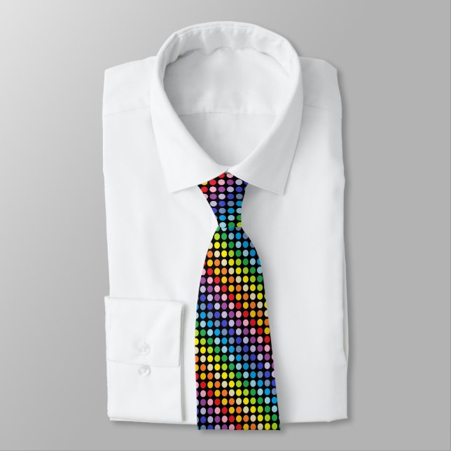 Broader Spectrum Rainbow Polka Dots Black Tie (Tied)