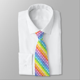 Broader Spectrum Rainbow White 4 Point Stars Tie