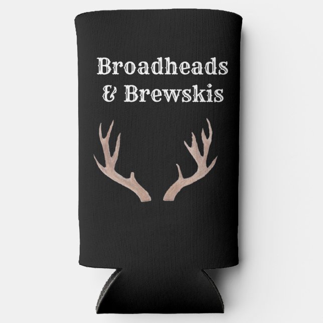 Broadheads and Brewskis can koozie (Front)