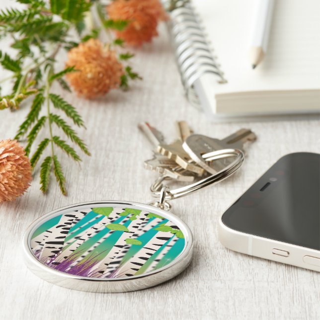 Broadleaved deciduous hardwood Birch Trees Keychain (Side)