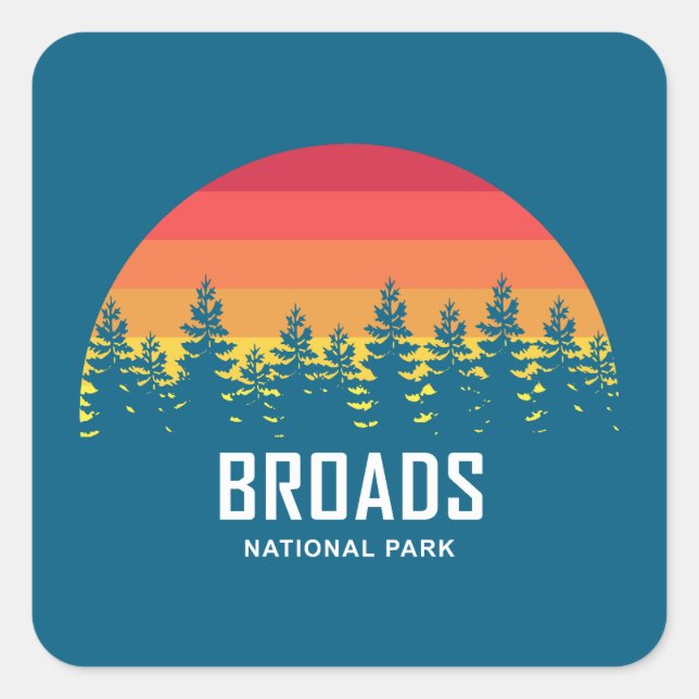 Broads National Park Rainbow Trees Square Sticker (Front)