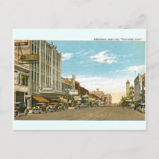 Broadway 1930 Gary, Indiana Postcard