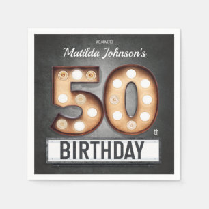 Broadway 50th Birthday Glamourous Marquee Custom Napkin