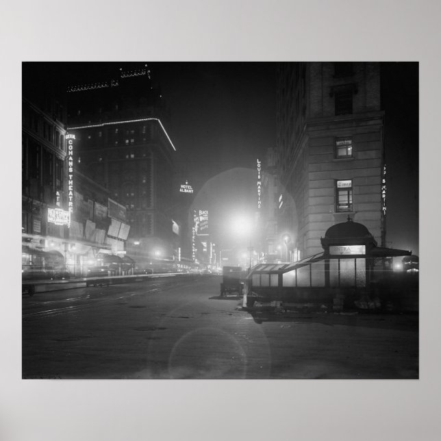 Broadway at Night, 1910. Vintage Photo Poster (Front)