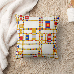 Broadway Boogie Woogie Piet Mondrian Throw Pillow