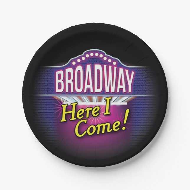 'Broadway Here I Come!' Paper Plate (Front)