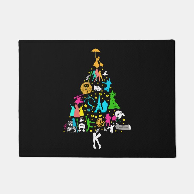 Broadway Musical Theatre Christmas Tree Funny Xmas Doormat (Front)
