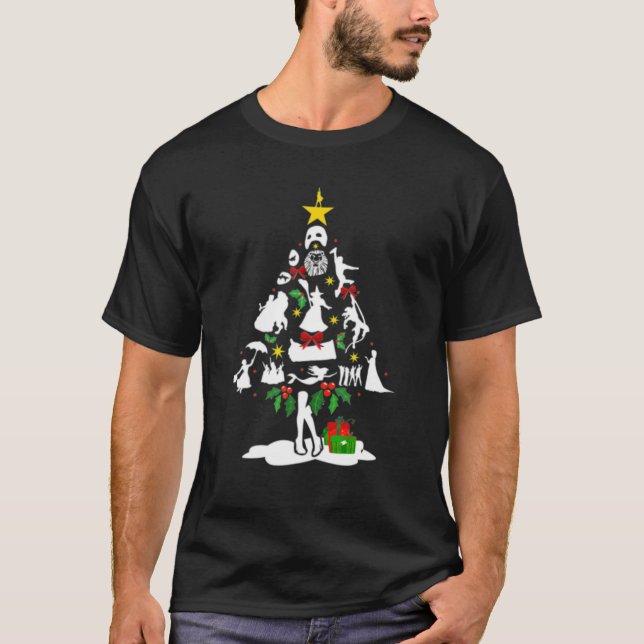 Broadway Musical Theatre Christmas Tree Funny Xmas T-Shirt (Front)
