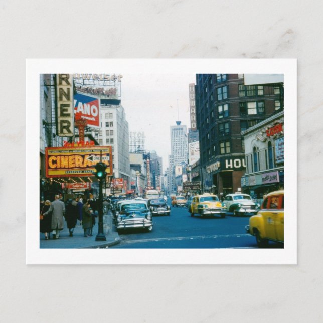 Broadway, New York City 1950s Vintage Postcard (Front)