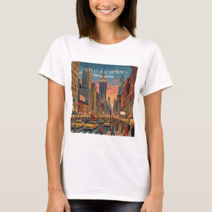 Broadway New York Travel Art Vintage T-Shirt