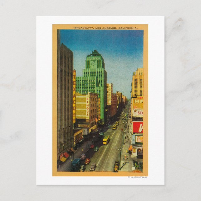 Broadway Street in Los Angeles, CA Postcard (Front)