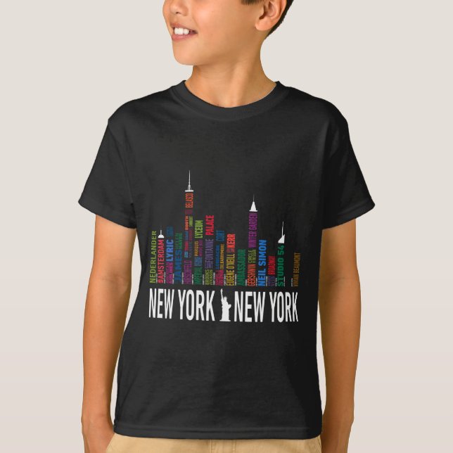 Broadway Theaters New York Skyline  T-Shirt (Front)