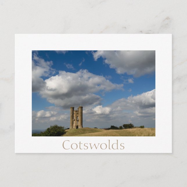 Broadway Tower, Cotswolds white clouds postcard (Front)