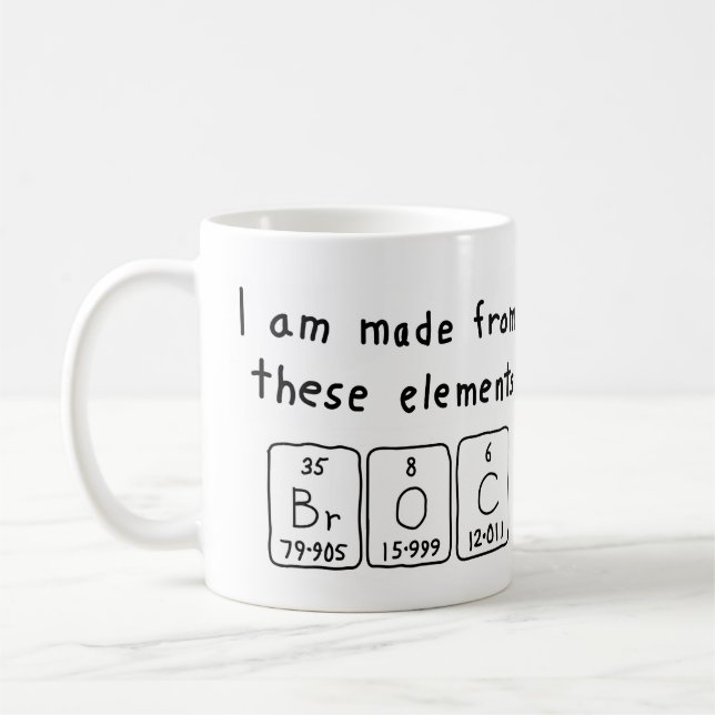 Broc periodic table name mug (Left)