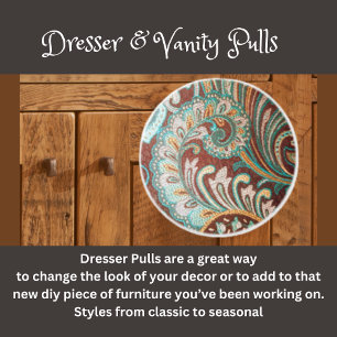 Brocade Brown, Teal and Gold Ceramic Knob