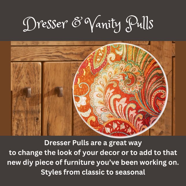 Brocade Red Orange Yellow  Ceramic Knob (Creator Uploaded)