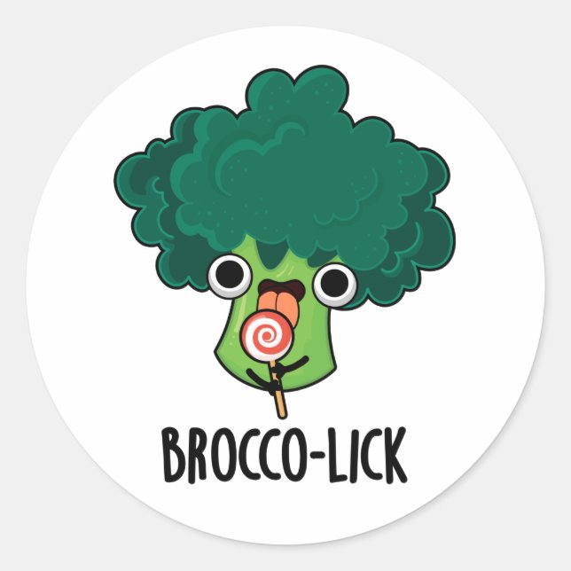 Brocco lick Funny Veggie Broccoli Pun  Classic Round Sticker (Front)