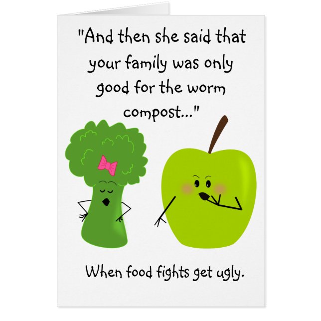 Broccoli and Apple Funny Earth Day Card (Front)