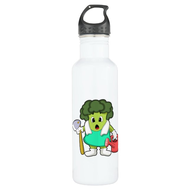 Broccoli as Farmer with Watering can 710 Ml Water Bottle (Front)