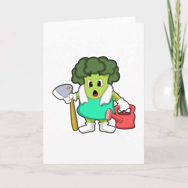 Broccoli as Farmer with Watering can Card (Front)