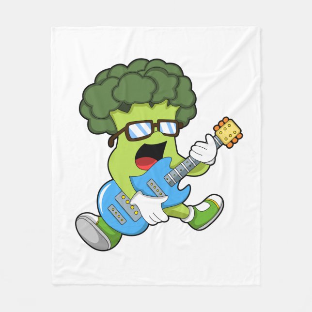 Broccoli as Musician with Guitar Fleece Blanket (Front)