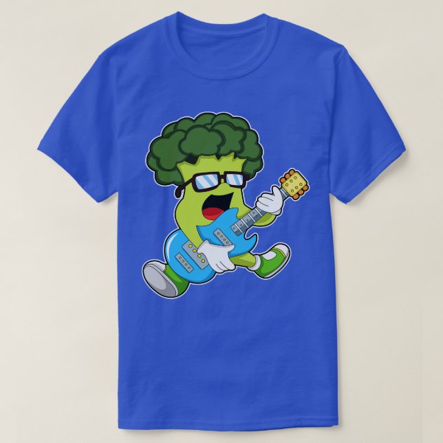 Broccoli As Musician With Guitar  T-Shirt (Design Front)