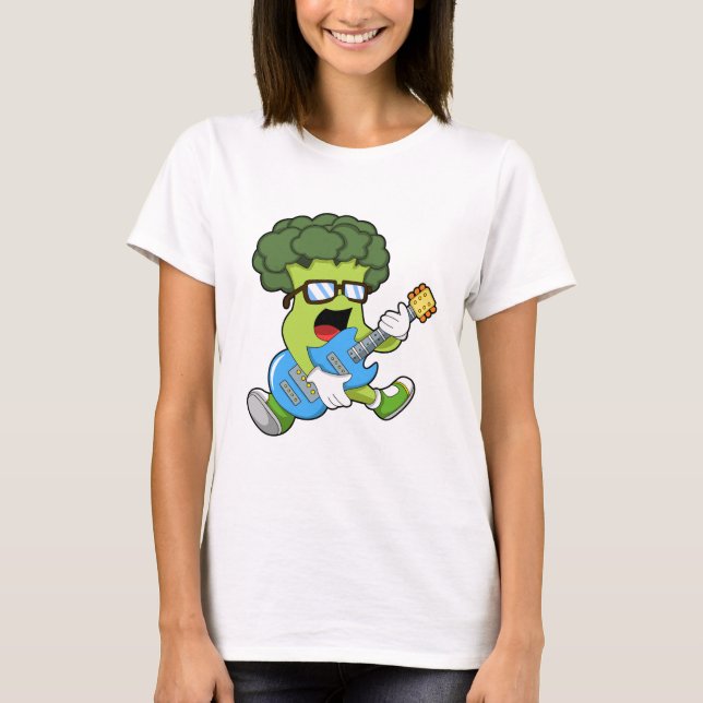 Broccoli as Musician with Guitar T-Shirt (Front)