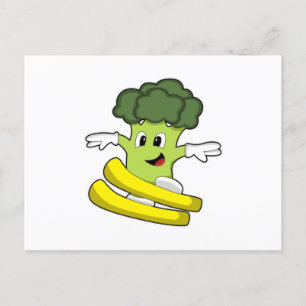 Broccoli as Skier with Ski Postcard