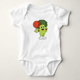 Broccoli at Basketball Sports Baby Bodysuit