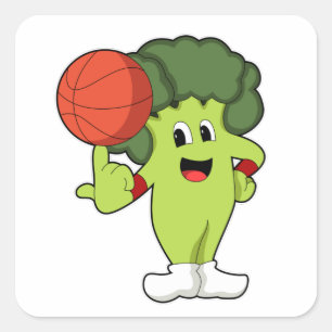 Broccoli at Basketball Sports Square Sticker