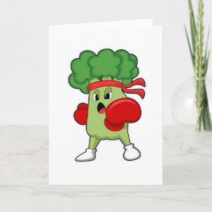 Broccoli at Boxing with Boxing gloves Card