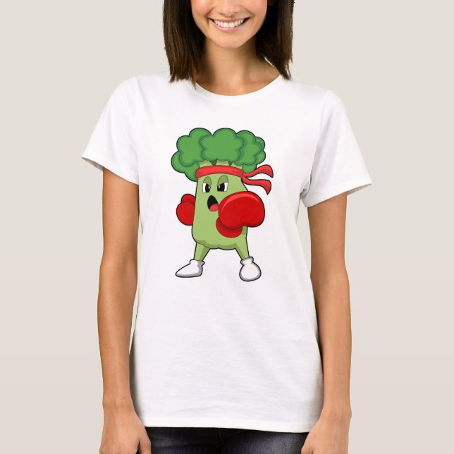 Broccoli at Boxing with Boxing gloves T-Shirt (Front)