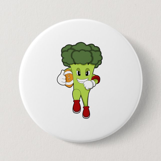 Broccoli at Football Sports 3 Inch Round Button (Front)