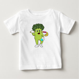 Broccoli at Hockey with Hockey bat Baby T-Shirt
