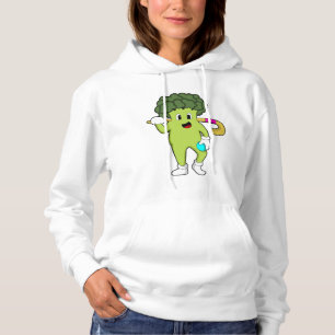 Broccoli at Hockey with Hockey bat Hoodie