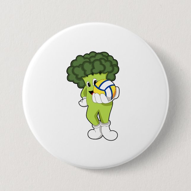 Broccoli at Volleyball Sports 3 Inch Round Button (Front)