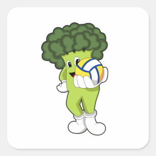 Broccoli at Volleyball Sports Square Sticker