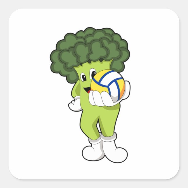 Broccoli at Volleyball Sports Square Sticker (Front)