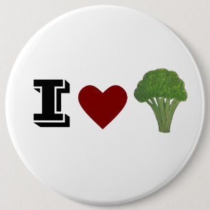 Broccoli badge, brooch 6 inch round button