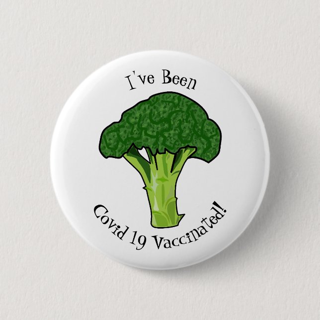 Broccoli cartoon illustration 2 inch round button (Front)