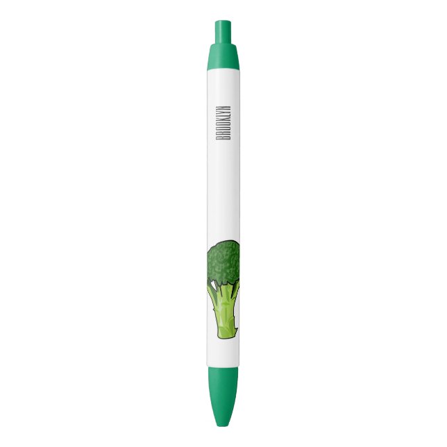 Broccoli cartoon illustration black ink pen (Front Vertical)