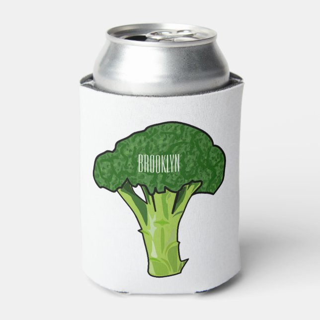 Broccoli cartoon illustration can cooler (Can Front)