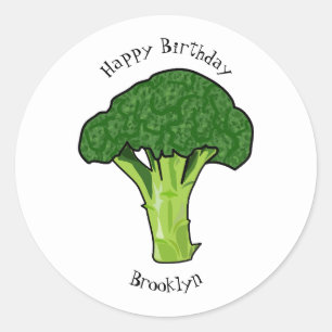Broccoli cartoon illustration classic round sticker