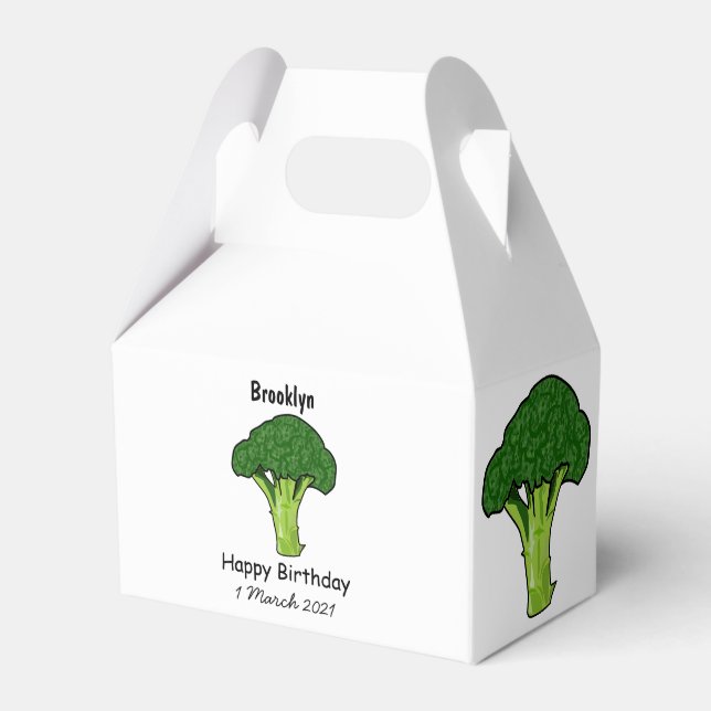 Broccoli cartoon illustration favor box (Front Side)