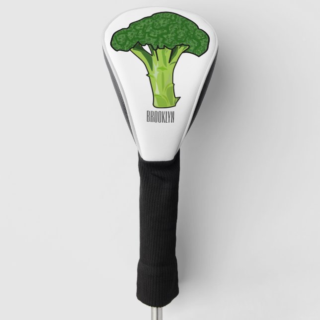 Broccoli cartoon illustration golf head cover (Front)