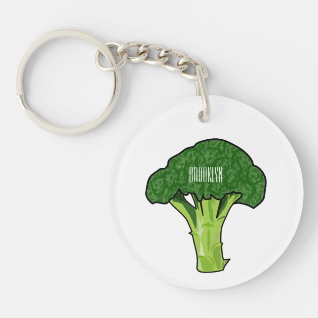 Broccoli cartoon illustration keychain (Front)