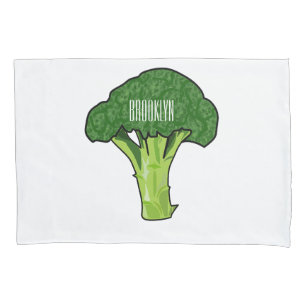 Broccoli cartoon illustration pillowcase